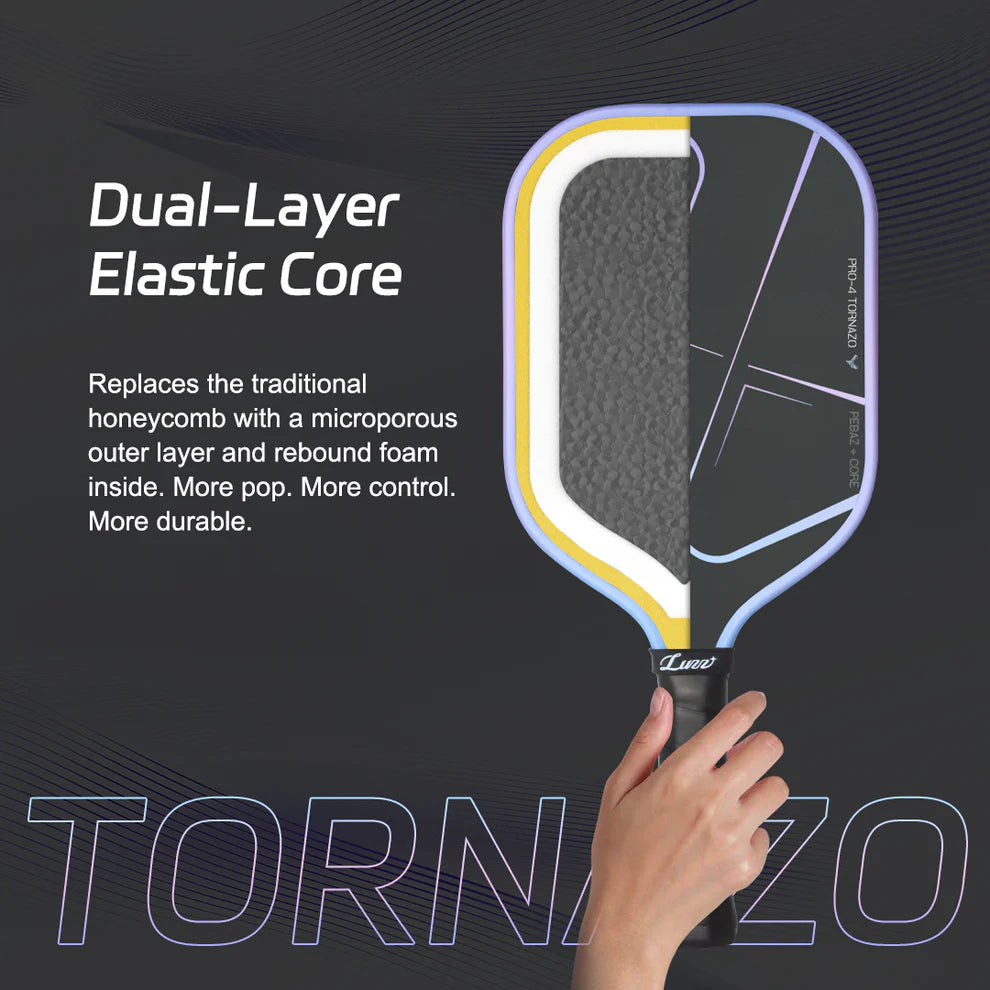 Luzz Pro 4 Tornazo Carbon Fiber Pickleball Paddle - Dual-Layer Core