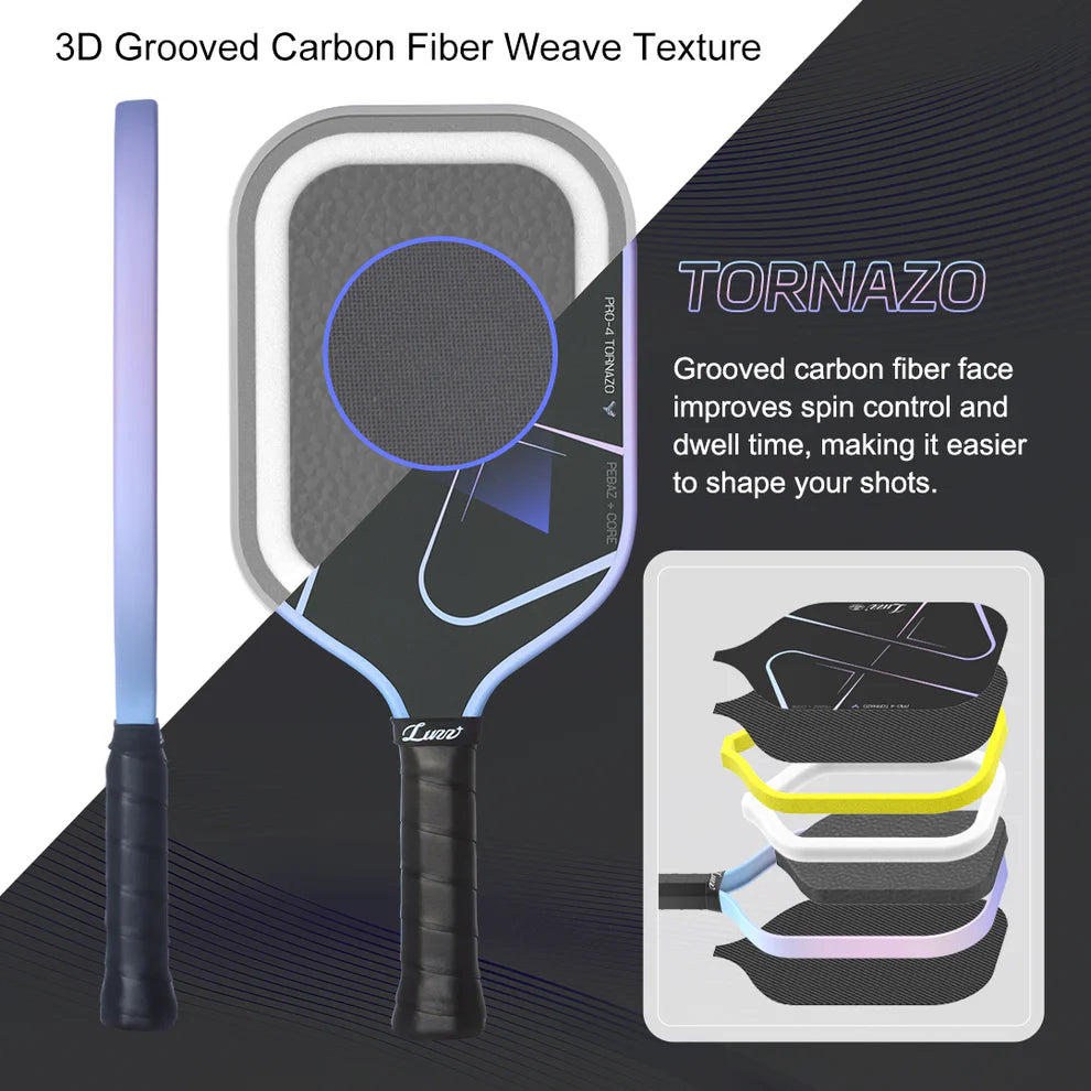 Luzz Pro 4 Tornazo Carbon Fiber Pickleball Paddle - Dual-Layer Core